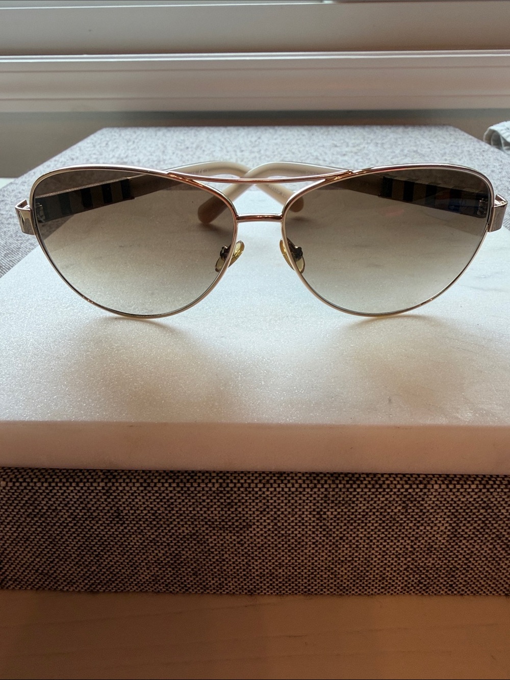 kate spade Gold Metal Aviator Sunglasses with Brown Gradient Lenses